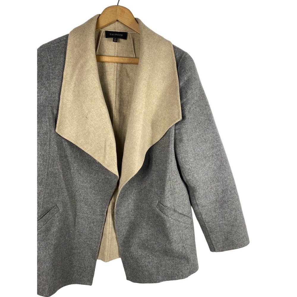 Talbots Medium Open Front Wool Jacket Coat Gray T… - image 4